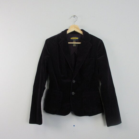 Ralph Lauren Rugby Women's Corduroy Blazer 6 Purple Cotton Vtg Luxury Career 628 - Picture 1 of 12